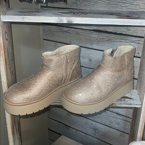 Wild Fable Rhinestone Women's Sparkling Tan Platform Ankle Boots